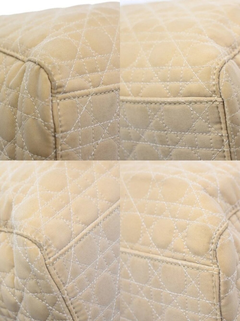 CHRISTIAN DIOR Lady Cannage Tote Hand Bag Nylon Leather Beige GHW Italy 82EF879 - Picture 13 of 16